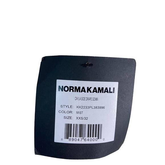 Norma Kamali Cayla Side Drape Gown Halter Neck Ruched Side Jersey Mist Size XXS - Picture 12 of 12